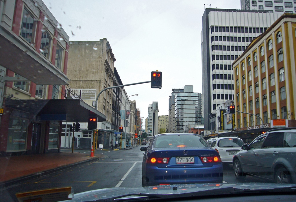 Driving in Downtown Auckland